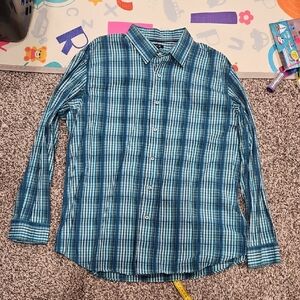 Apt. 9 Teal and White Plaid Men's Shirt